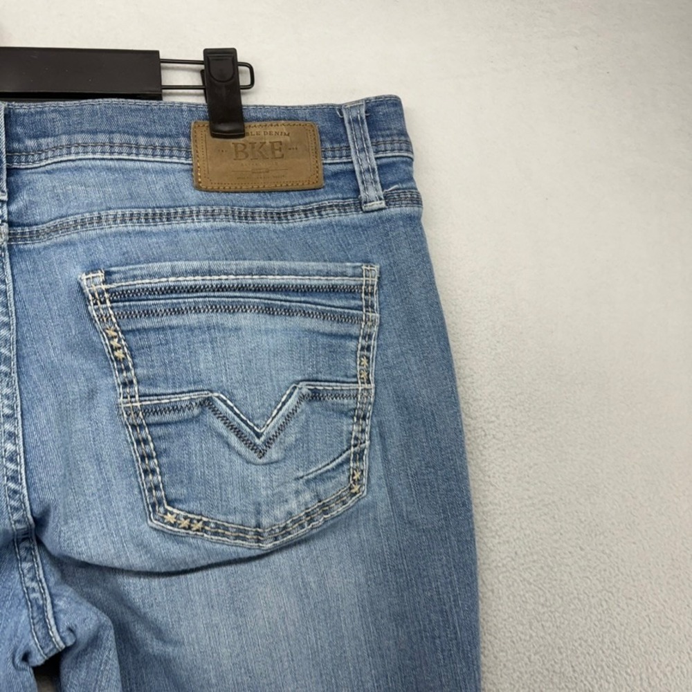 BKE Jeans Mens 38x32 Blue Jake Straight Durable Denim Cotton Blend Faded Whisker - Picture 6 of 8